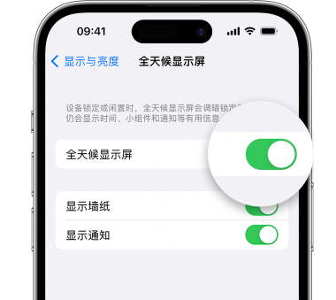 科尔沁右翼中苹果15预约维修分享iPhone15如何设置全天候显示屏幕可见 