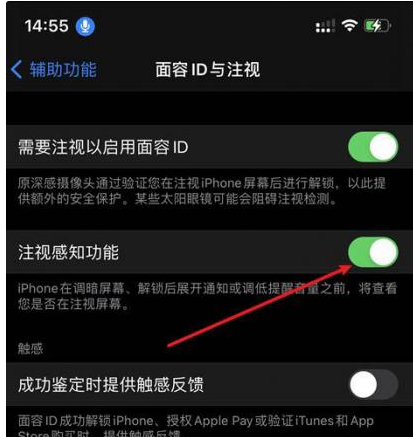 科尔沁右翼中苹果14维修网点分享iPhone14注视感知功能有什么用 